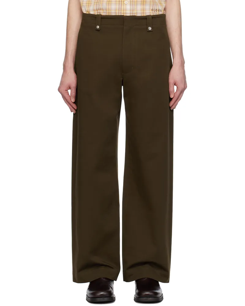AFTER PRAY Brown Wide Chino Trousers Brown