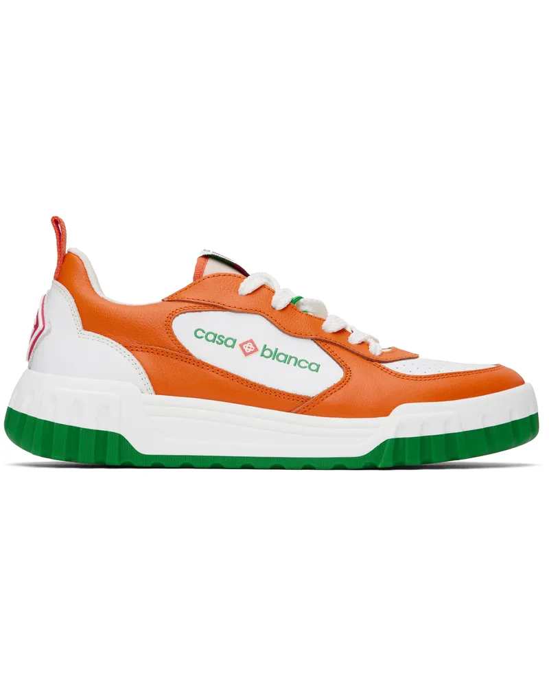 Casablanca Paris Orange & White Court Sneakers Orange