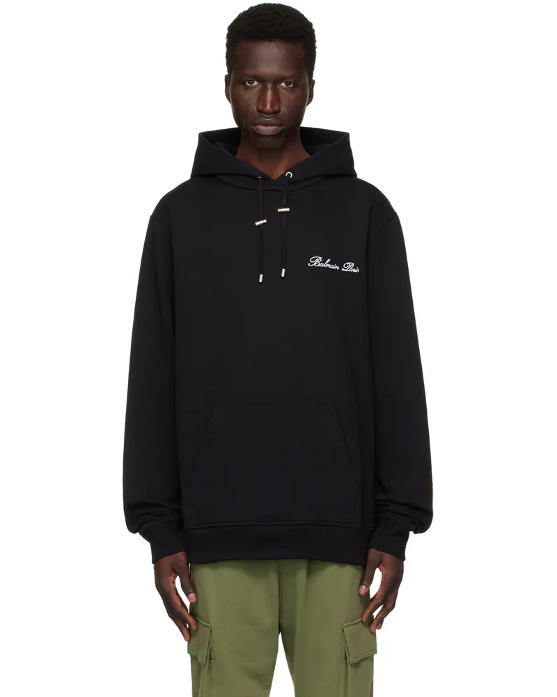 Balmain Black 'Balmain Signature' Hoodie Eab