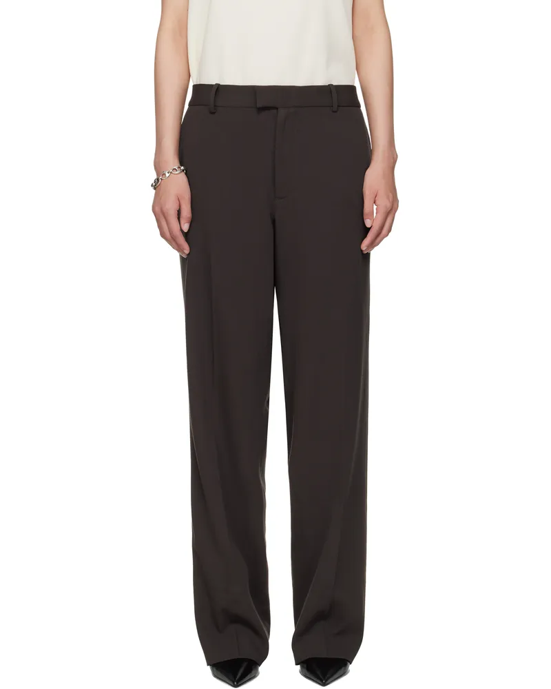 Meta Campania Collective Brown Gilles Straight Twill Trousers Dark