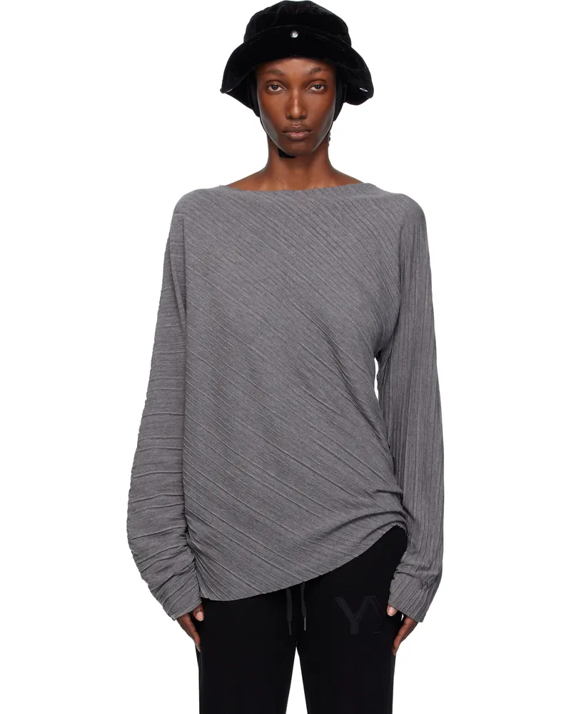OPEN YY Gray Pleats Top Gray