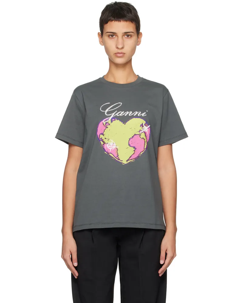 Ganni Gray Heart T-Shirt 490