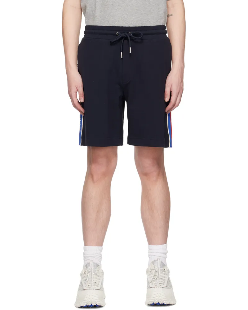 Moncler Navy Stripe Shorts