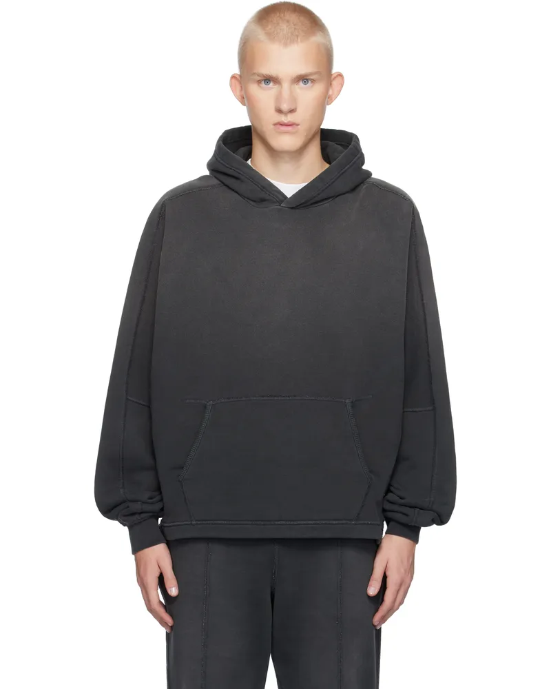 REPRESENT Black Stepped Hem Hoodie Stained