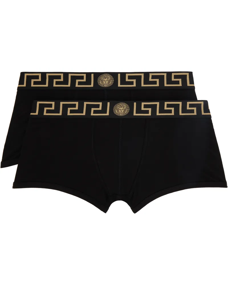 Versace Two-Pack Black Greca Border Boxer Briefs A80g-black