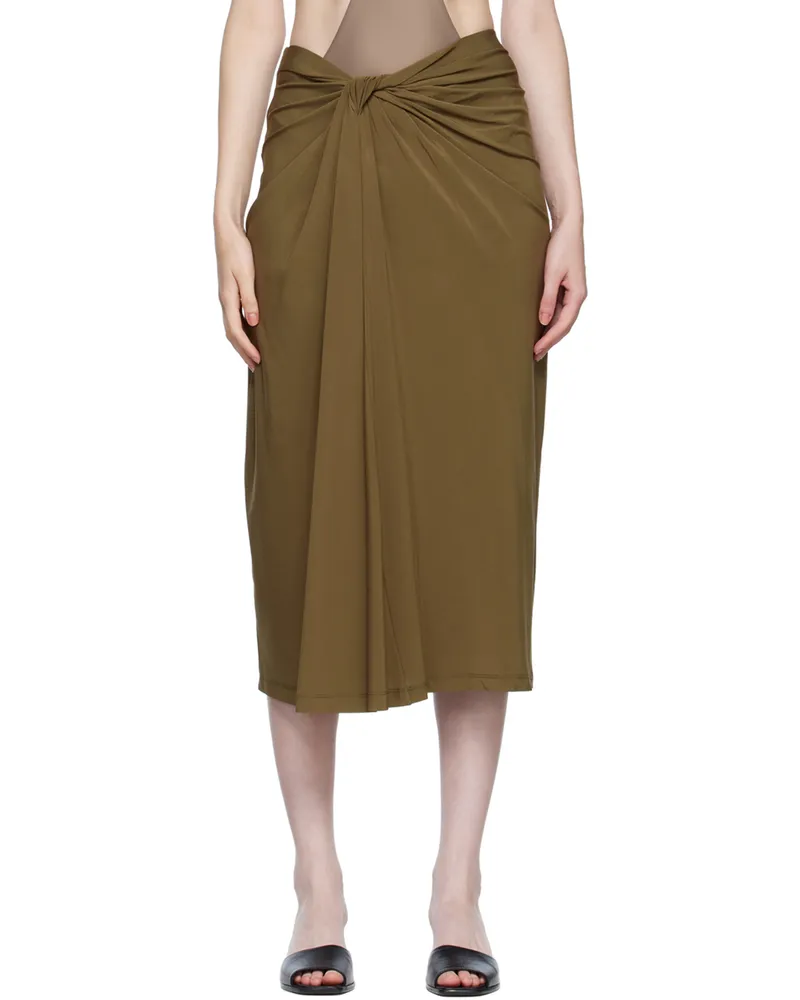 Rosetta Getty SSENSE Exclusive Brown Knotted Midi Skirt Deset