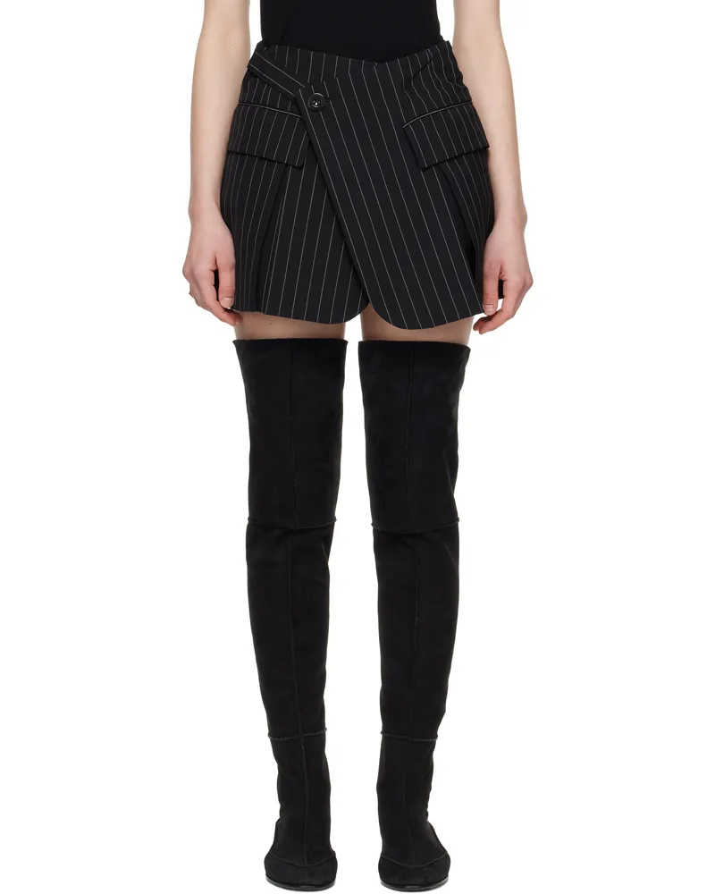 Sacai Black Wool Silk Suiting Skort 816