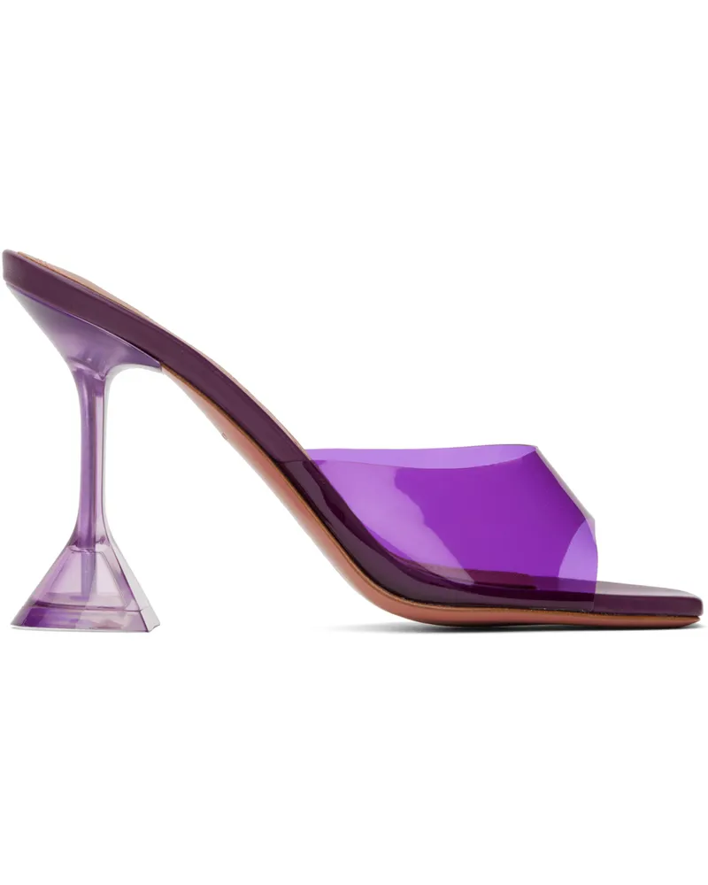 Amina Muaddi Purple Lupita Glass Slipper Heeled Sandals Violet
