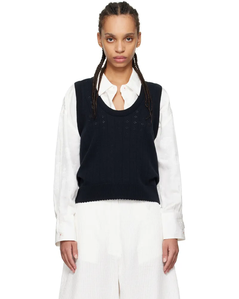 CORDERA Navy Pointelle Tank Top Night