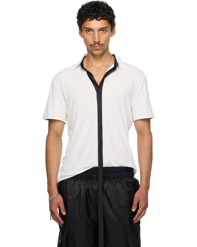 AARON ESH SSENSE Exclusive White Satin Strip Polo White