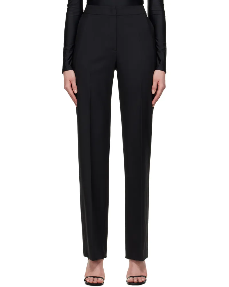 Marine Serre Black Virgin Wool Twill Wide Leg Trousers Bk99