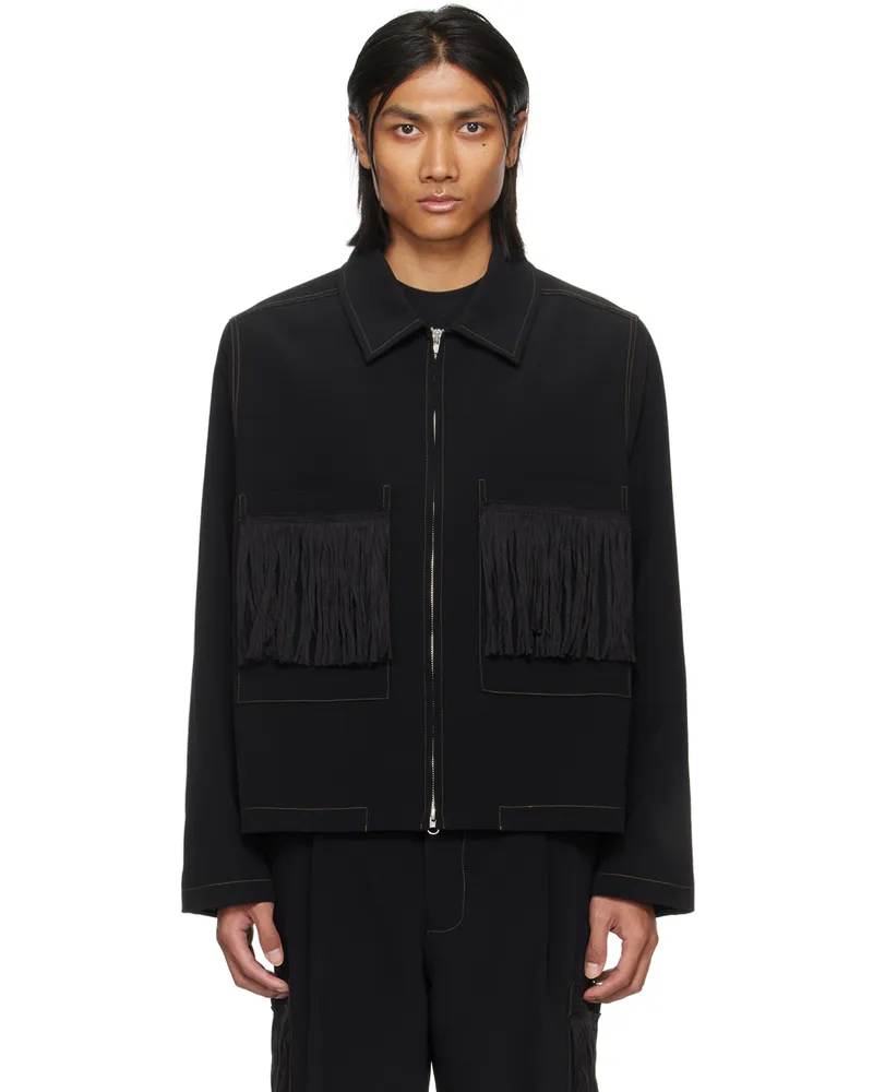 Song For The Mute Black Crop Patch Pocket Jacket Black