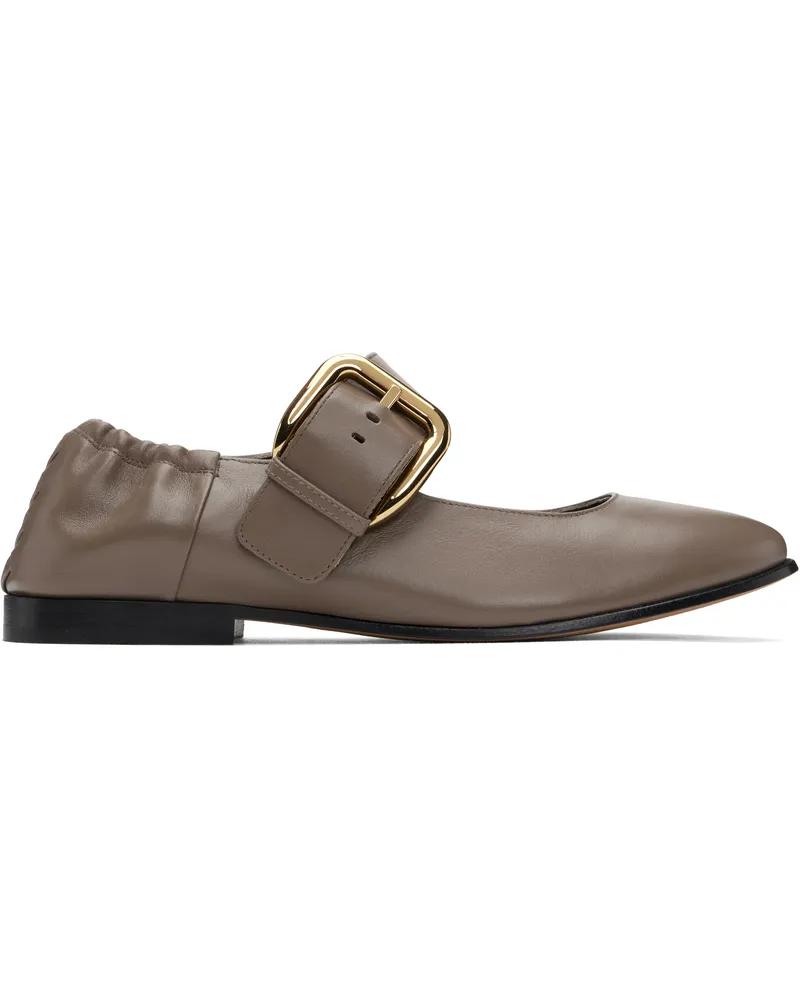 Bottega Veneta Taupe Astaire Mary-Jane Ballerina Flats 2354