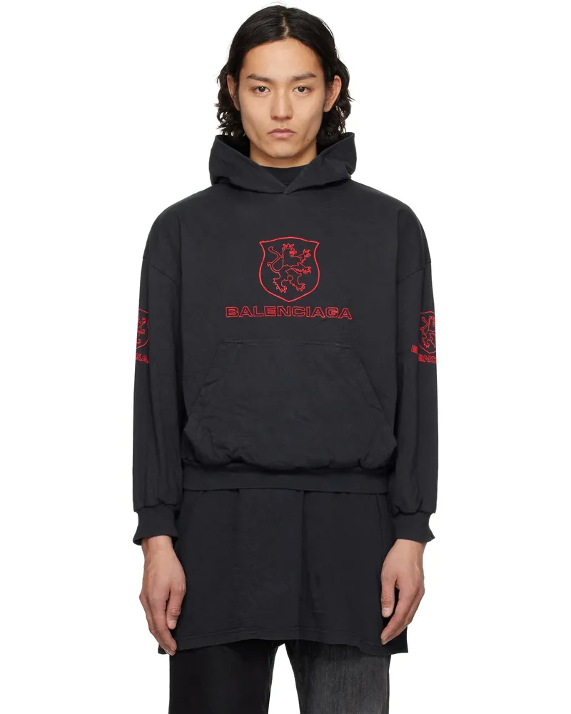 Balenciaga Black Lion Club Lined Hoodie 8478