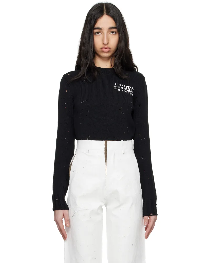 Maison Margiela Black Paint Residue Knit Sweater 900s