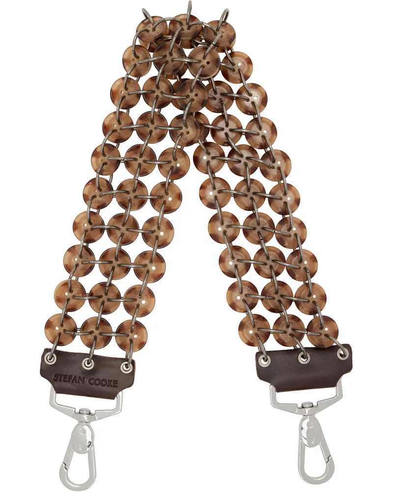 STEFAN COOKE Brown Short Button Bag Strap Brown