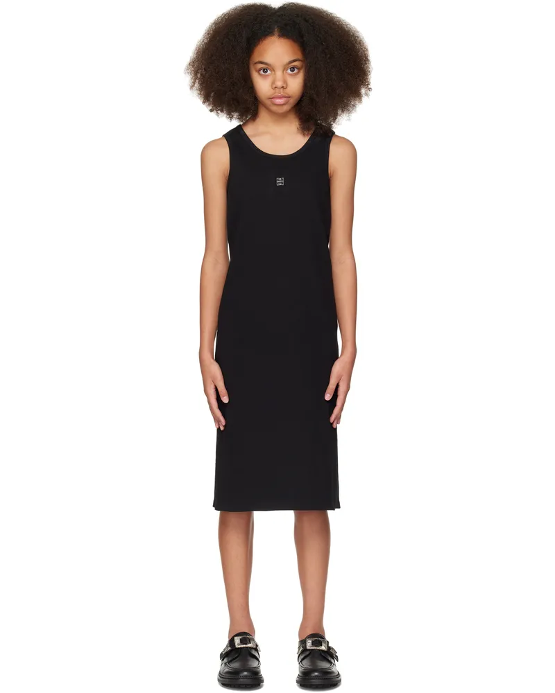 Givenchy Kids Black Logo Plaque Maxi Dress 09b