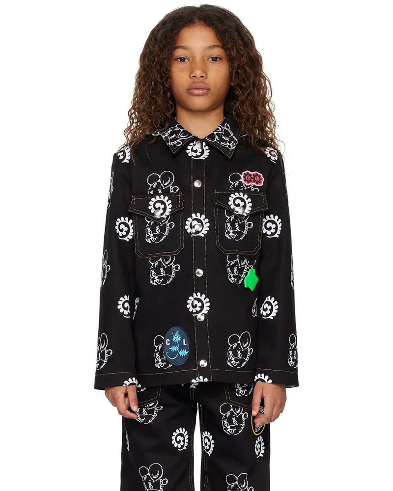 CHOPOVA LOWENA SSENSE Exclusive Kids Black Mouse Puppy Denim Jacket Black
