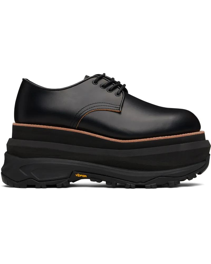 Sacai Black Leather Oxfords 001