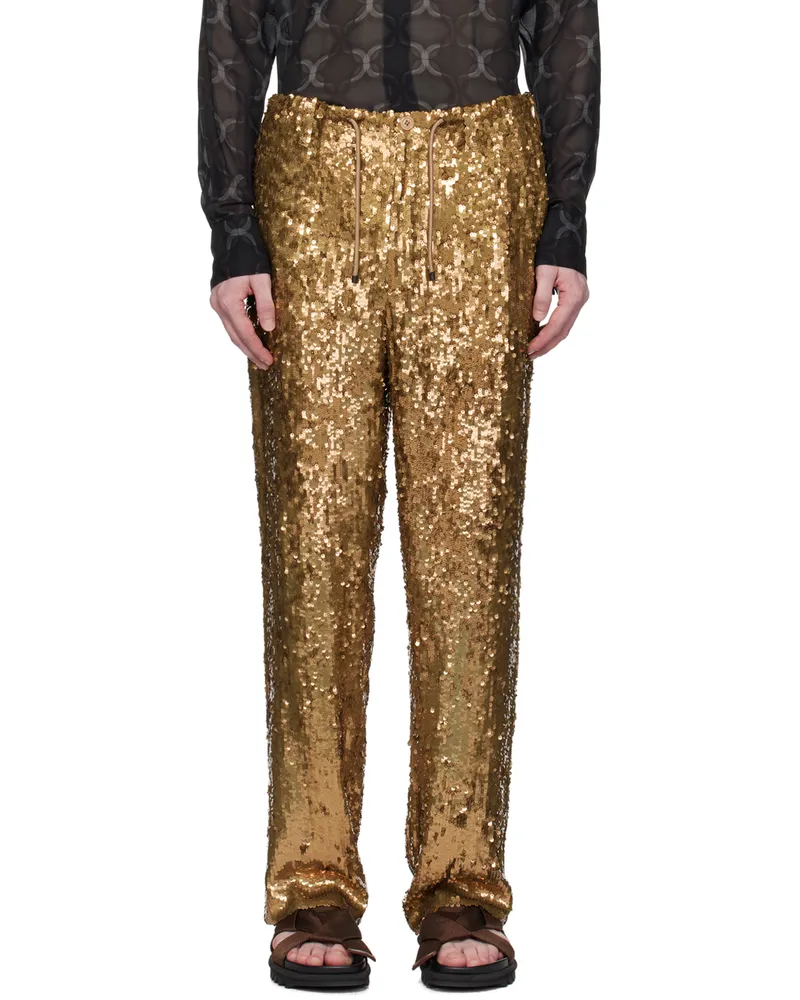 Dries van Noten Gold Embellished Trousers 954