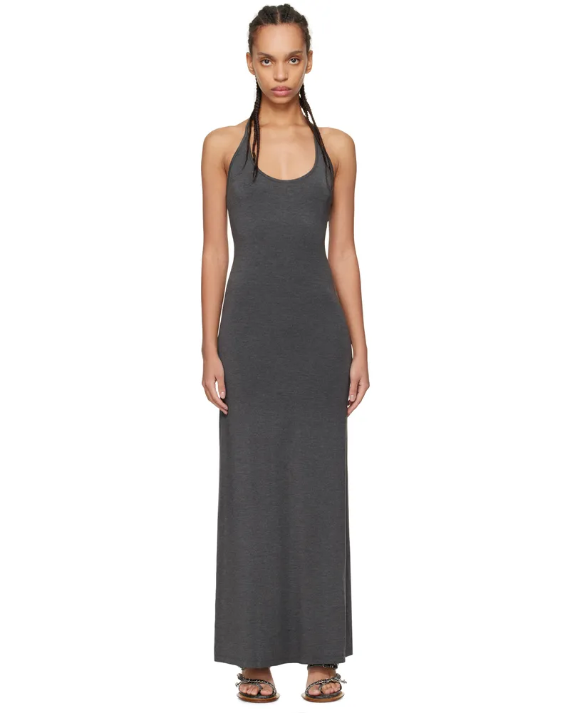 Fax Copy Express Gray Slim-Fitting Maxi Dress Grey