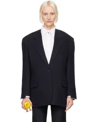 pushBUTTON Navy Raw Edge Single Blazer Navy