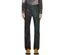 Green & Black Paneled Jeans