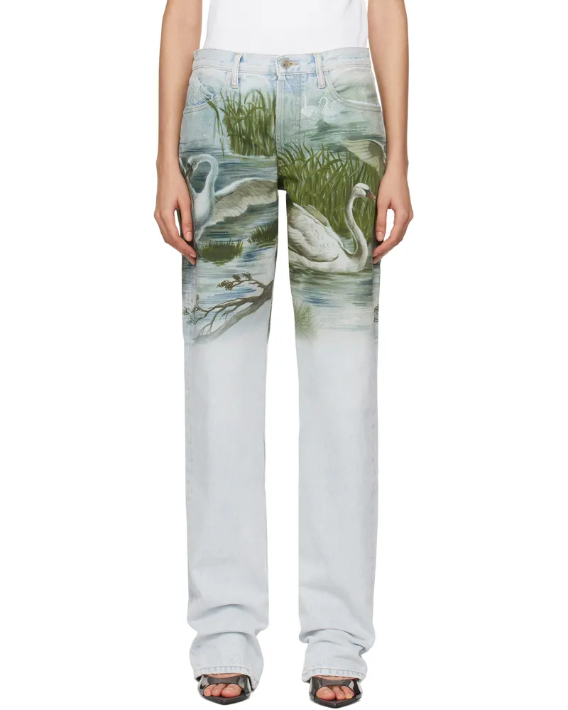 ATTICO Blue Swan Print Jeans 024