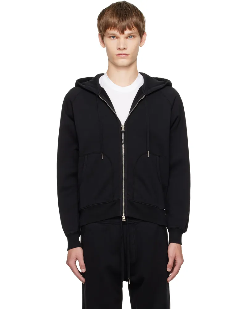 Tom Ford Black Cotton Zip Hoodie Lb999black