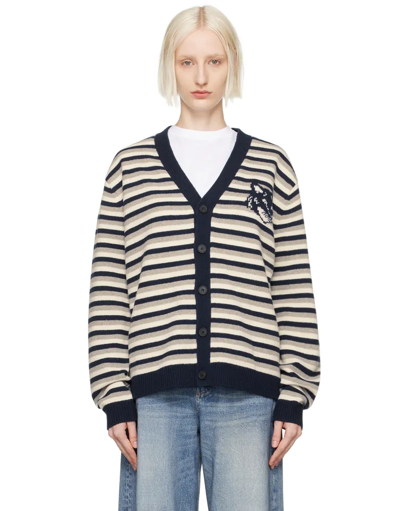 Kitsuné Navy & White Fox Head Comfort Cardigan B481
