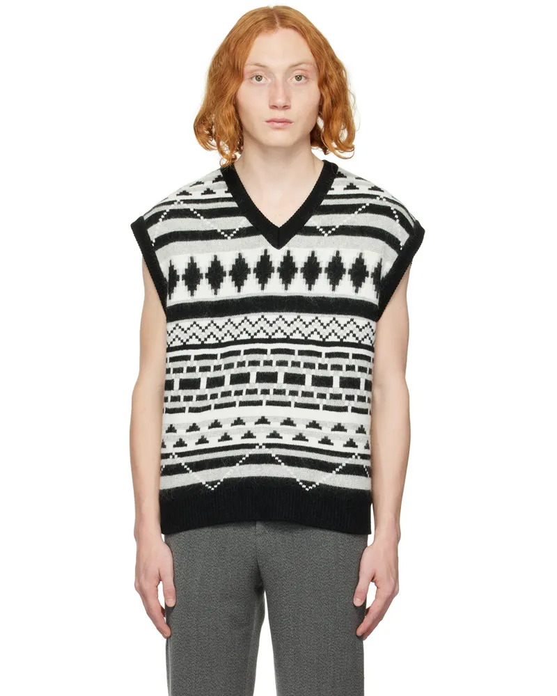 SOLID HOMME Black Jacquard Vest 646b
