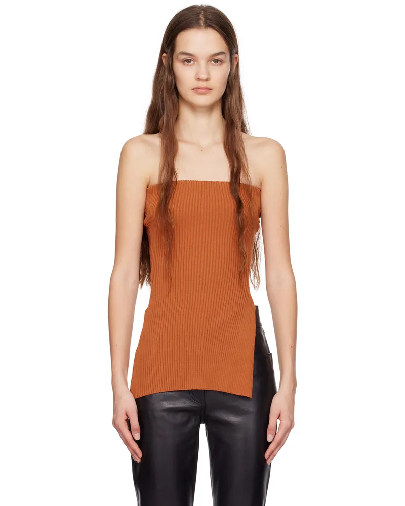DRAE Orange Knit Tube Top Orange