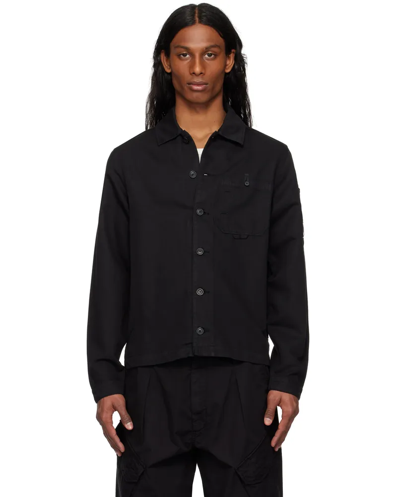 C.P. Company Black Cotton Linen Lens Overshirt 999