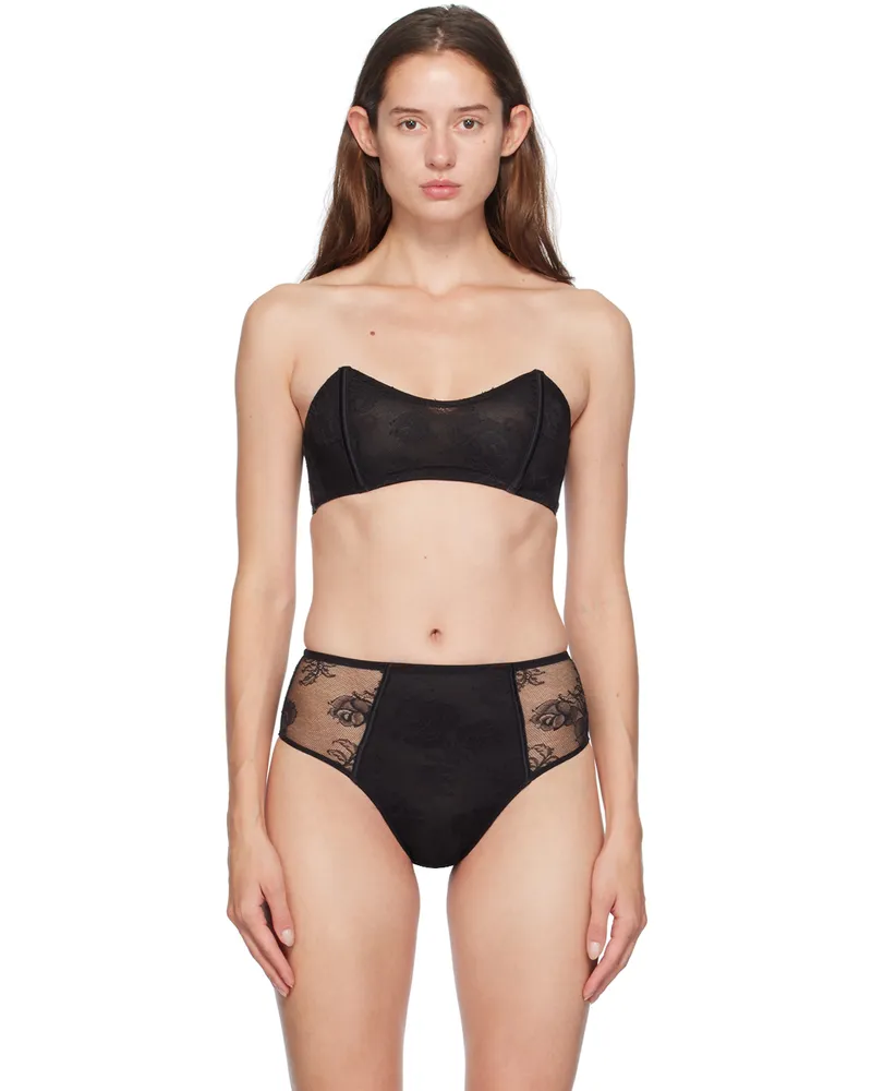 Fleur Du Mal Black Bouquet Bandeau Bra 0100