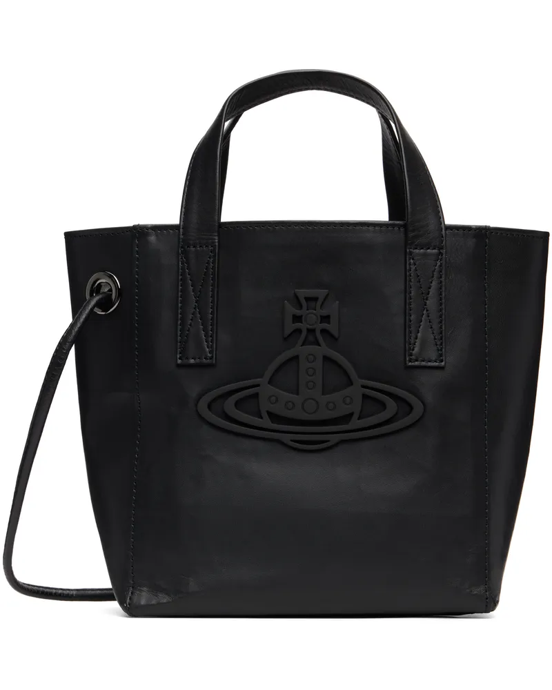Vivienne Westwood Black Leather Sarah Small Tote Ss25-n401