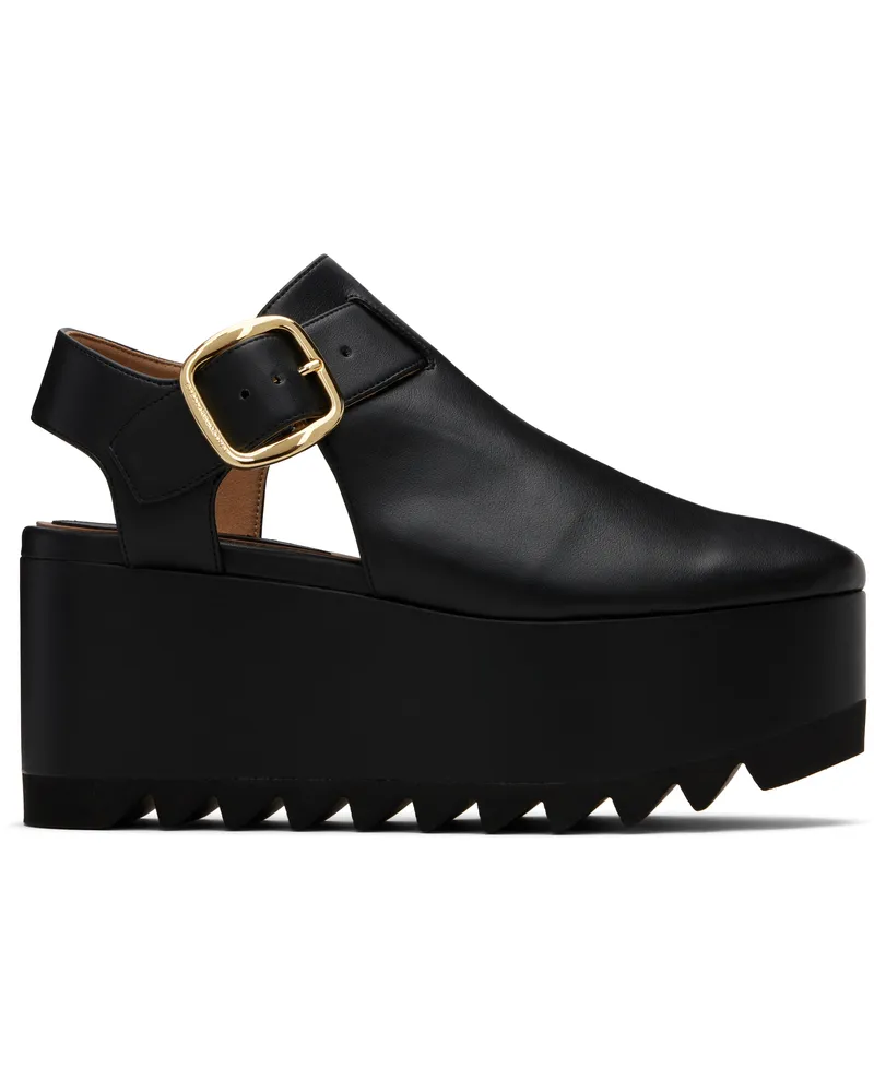 Stella McCartney Black Elyse Closed-Toe T-Bar Platform Sandals 1000
