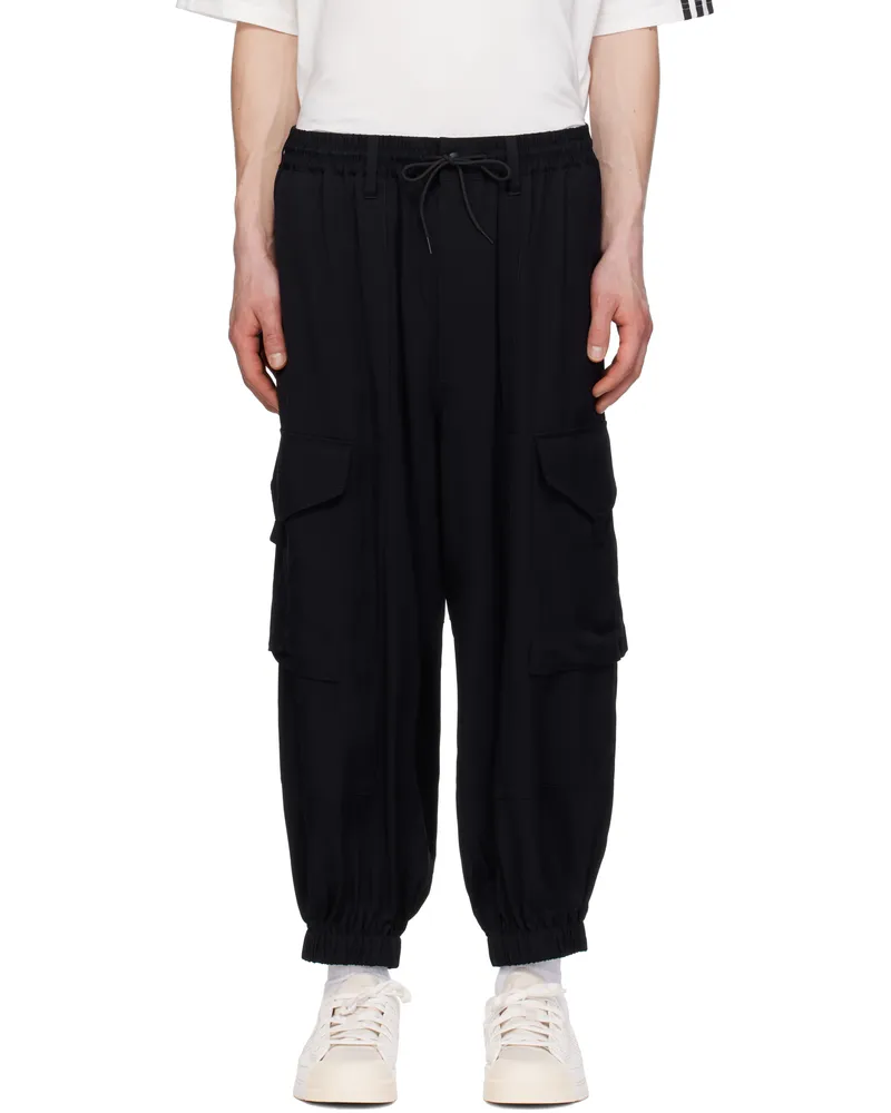 Y-3 Black Twill Cargo Pants Black