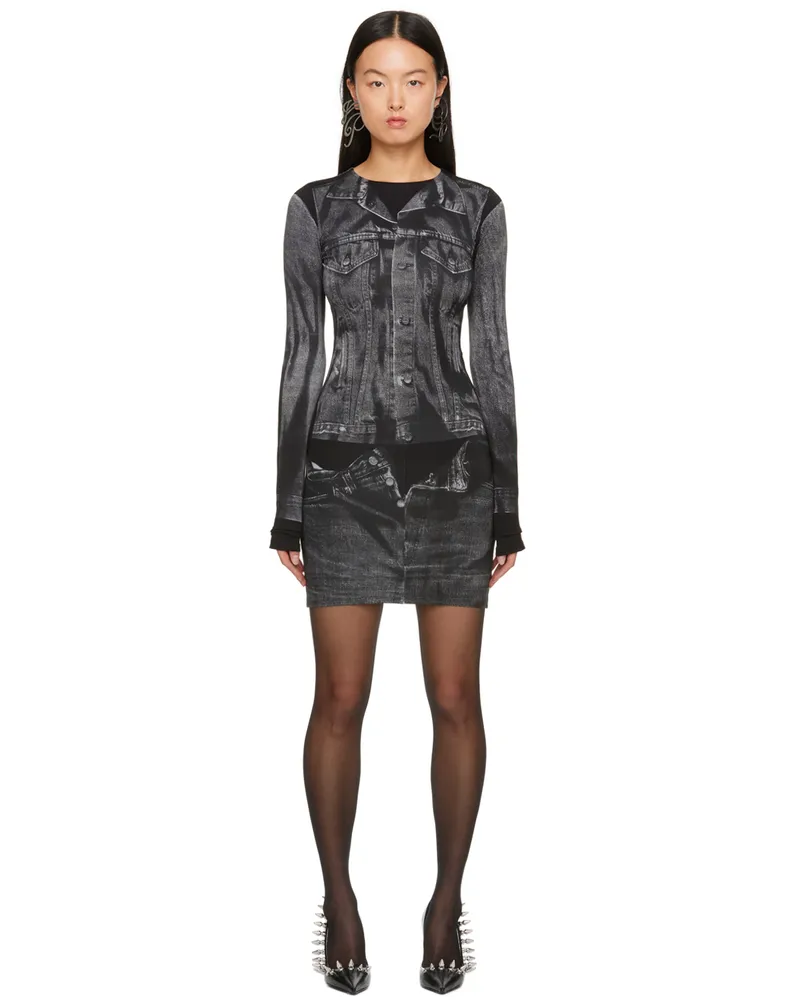 Jean Paul Gaultier Black Trompe L'œil Minidress 0002