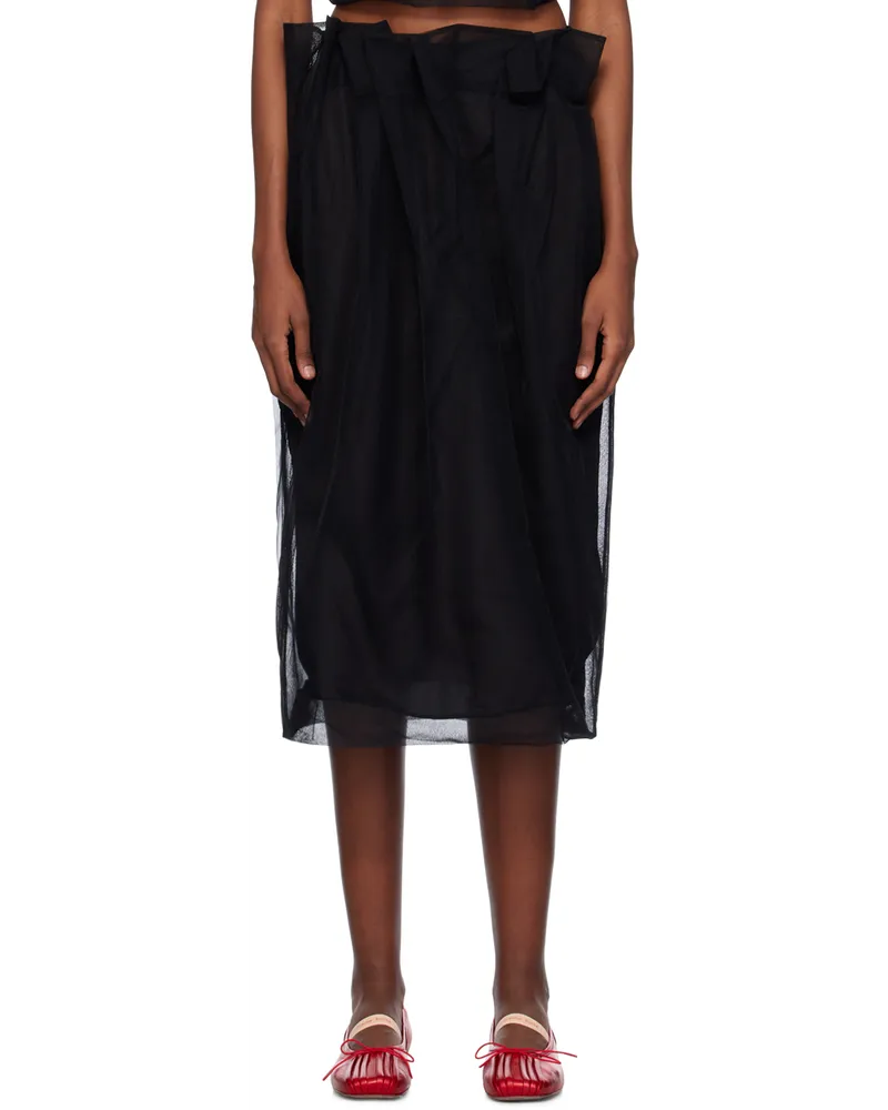 Simone Rocha Black Pleated Midi Skirt Black