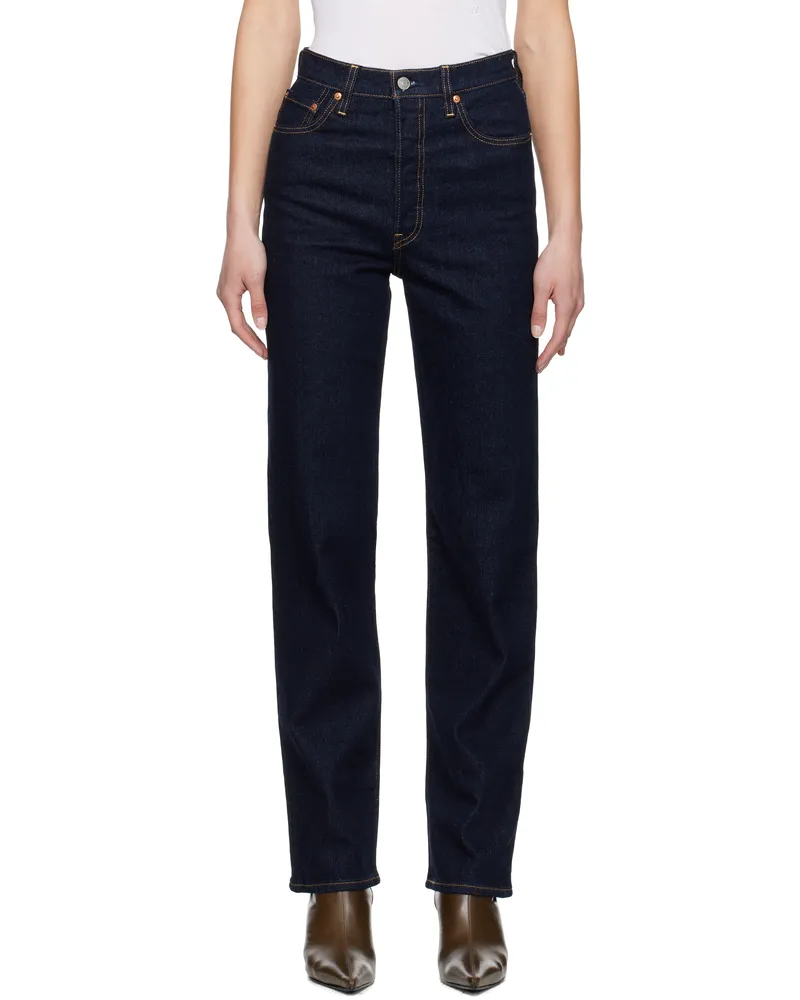 Levi's Navy Ribcage Full-Length Jeans Small