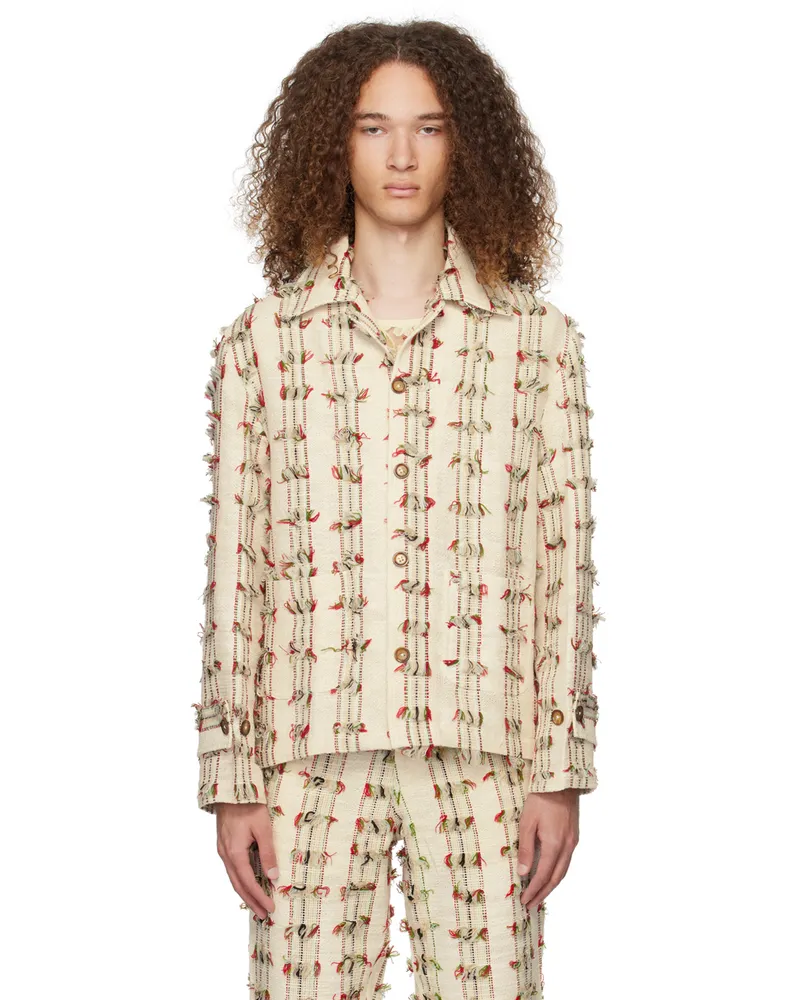HARAGO Off-White Fringed Jacket Off