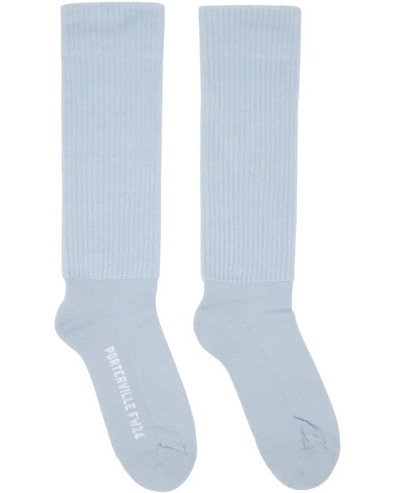 Rick Owens Blue Porterville Knee High Socks 3611