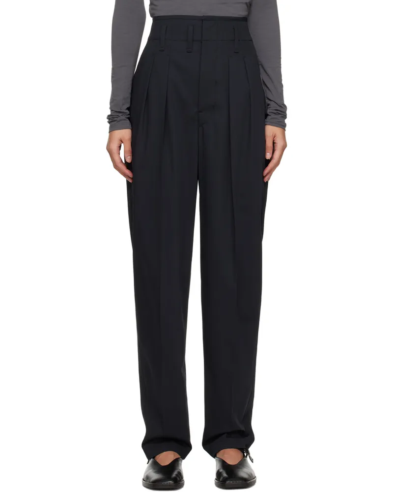 Christophe Lemaire Black Pleated Pants Bk995