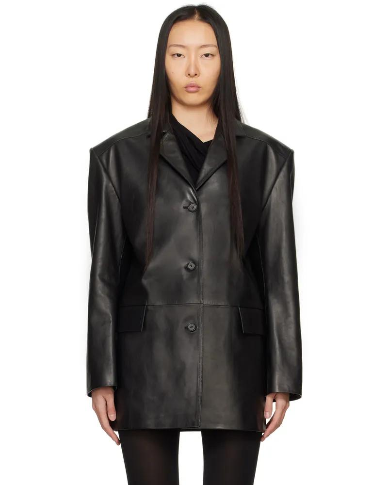Magda Butrym Black Oversized Leather Blazer Black