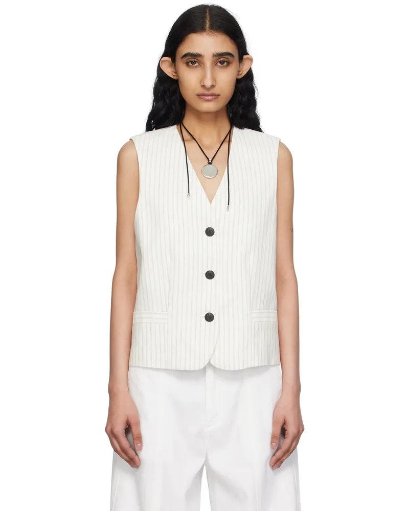 Rag & Bone Off-White Erin Vest Whtstripe