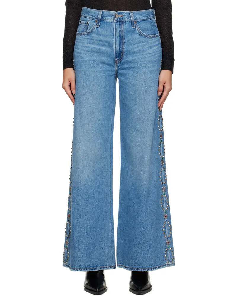 Anna Sui Blue Studded Jeans Denim