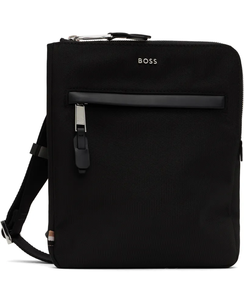 HUGO BOSS Black Canvas Messenger Bag 001-black