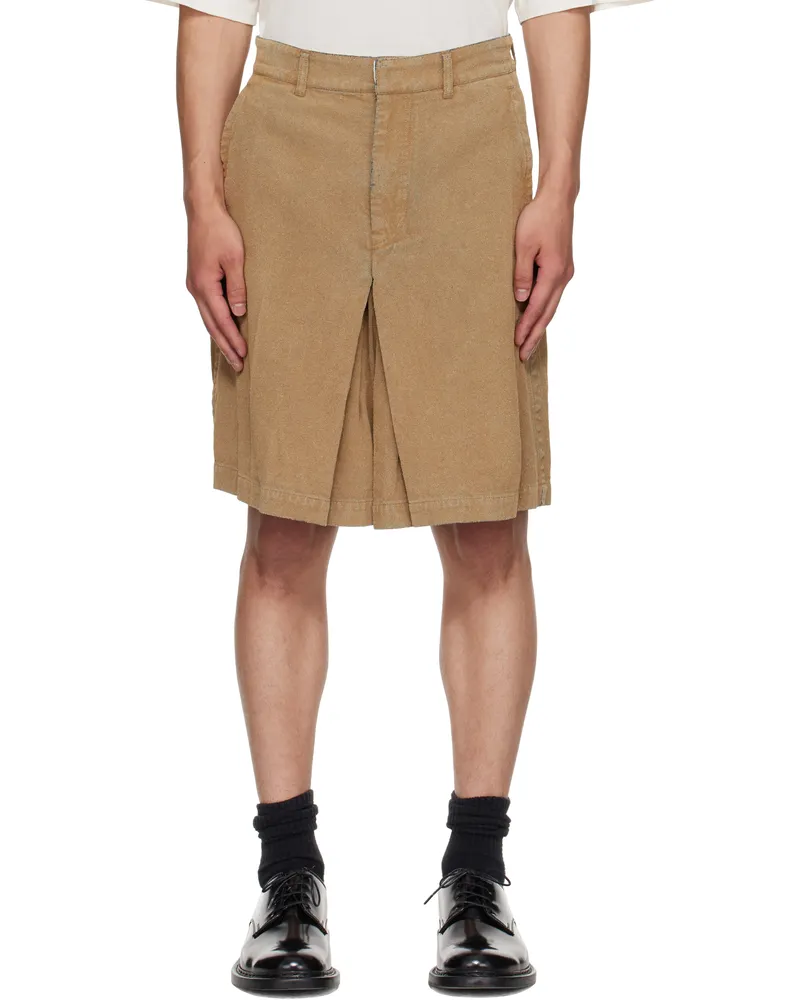 Toga Beige Flocked Denim Shorts Beige