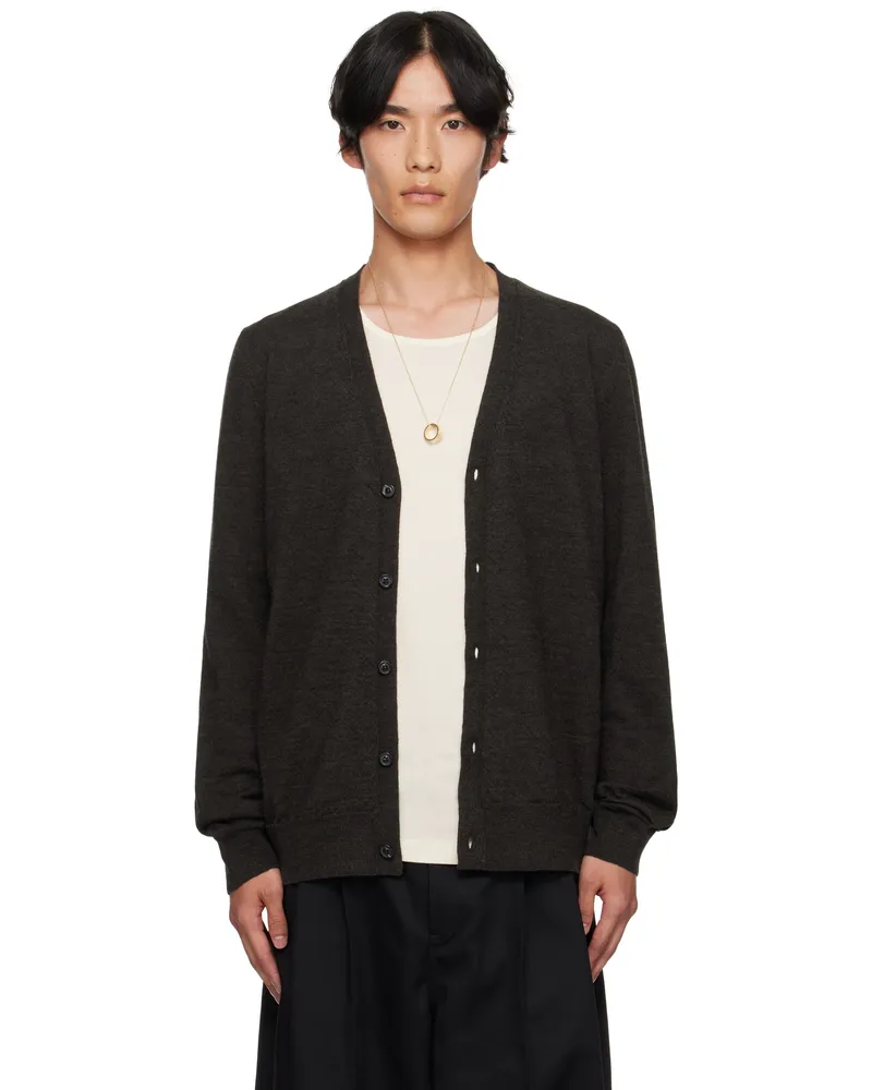Maison Margiela Brown Suede Elbow Patch Cardigan 144m