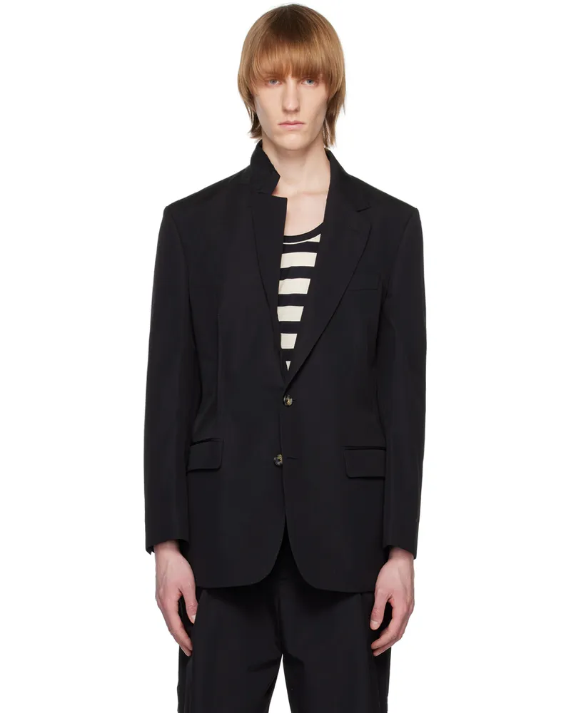 Marina Yee Black Asymmetrical Darts Blazer Black
